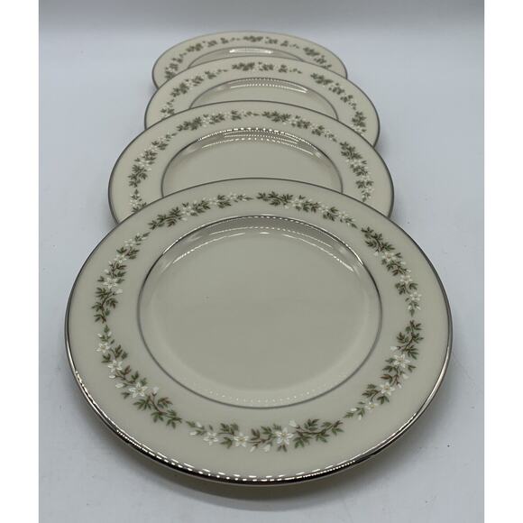 Vtg Lenox Brookdale Platinum Trim 6.5” Bread Dessert Plate Set Of 4 Retired - Picture 5 of 7